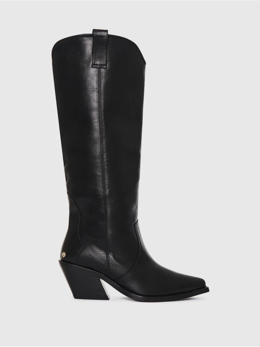 Anine Bing Talia Tall Black Leather Western Boots size 8 / 38